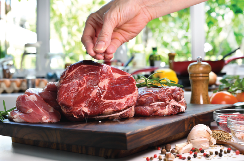 Fresh raw beef prepared for cooking